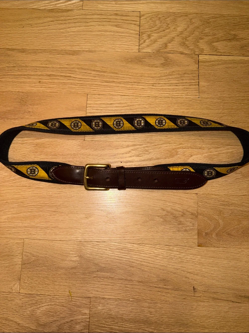 Vineyard Vines Bruins Black and Yellow Webbed Team Logo Belt